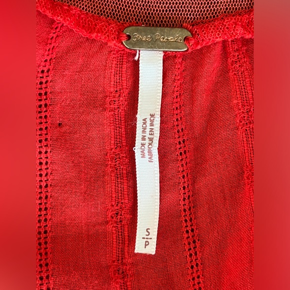 Free People Oberoi Red Boho Top size S - Picture 9 of 16